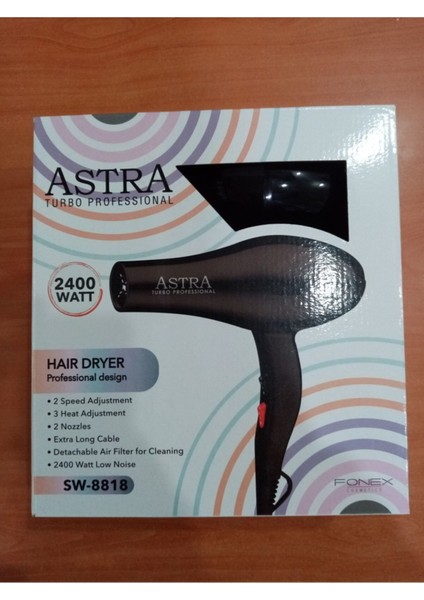 Şık Siyah Saç Kurutma ve Fön Makinesi, 2400W, Hafif ve Güçlü, 2 hız, 3 ısı ayarı fiyatları