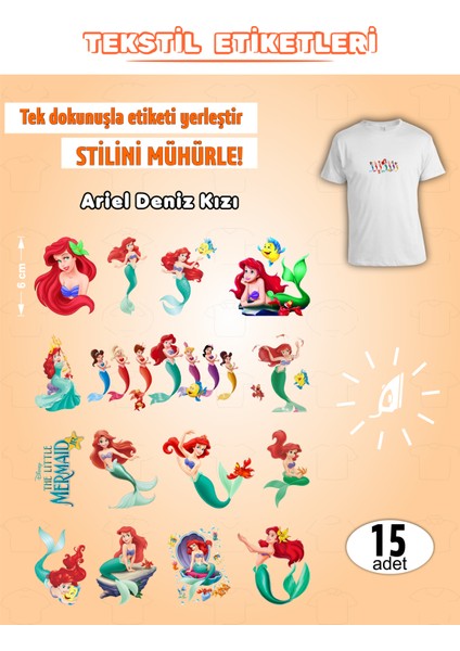 Ütü ile Yapışan Kıyafet Etiketi Ariel Deniz Kızı 15LI Set