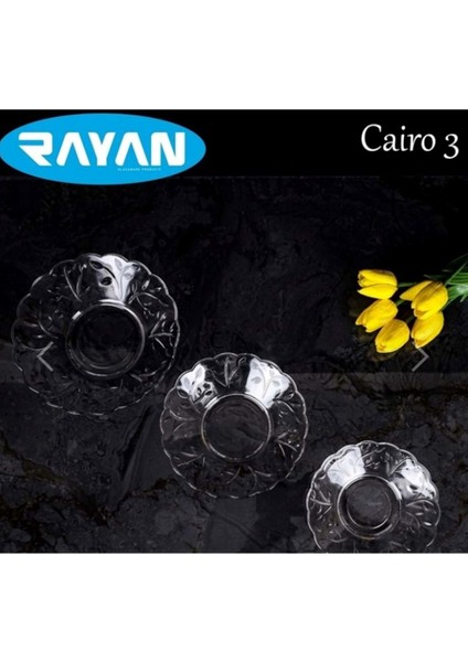 6'lı Cam Tabak Güneş Yıldız Gül 3 Model ROYALEKS-G-405