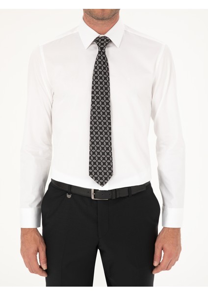 Erkek Beyaz Slim Fit Pamuk Klasik Gömlek 50285570-VR013