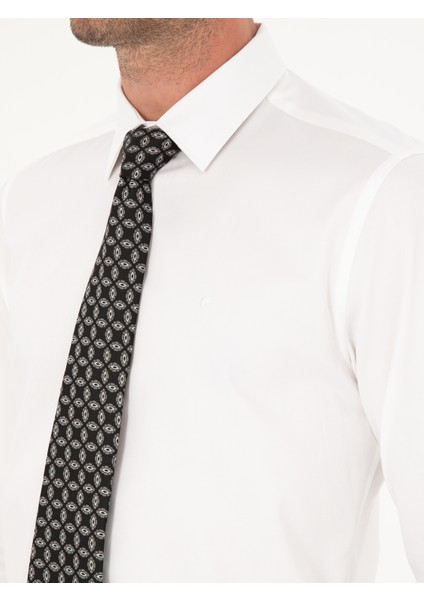 Erkek Beyaz Slim Fit Pamuk Klasik Gömlek 50285570-VR013