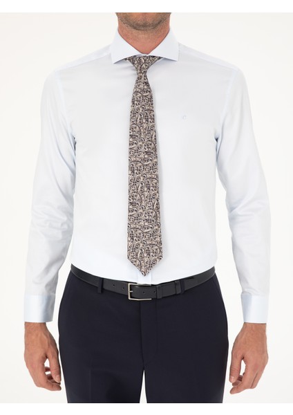 Erkek Açık Mavi Slim Fit Pamuk Klasik Gömlek 50287784-VR003