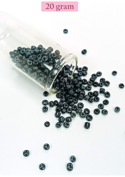 Dökme Cam Kum Boncuk Büyük Boy (6/0) 4 mm - 20 Gram - Siyah - BNC084