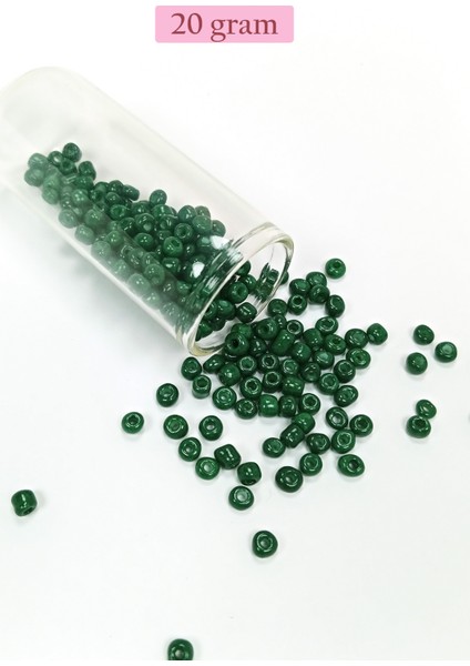 Dökme Cam Kum Boncuk Büyük Boy (6/0) 4 mm - 20 Gram - Koyu Yeşil - BNC104