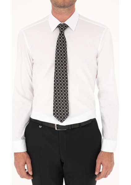 Erkek Beyaz Slim Fit Pamuk Karışımlı Gömlek 50284433-VR013