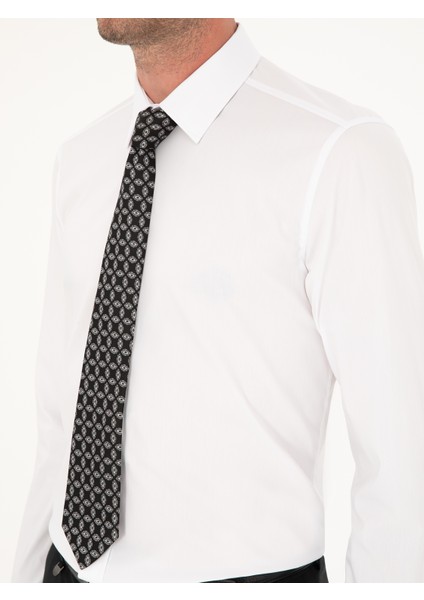 Erkek Beyaz Slim Fit Pamuk Karışımlı Gömlek 50284433-VR013