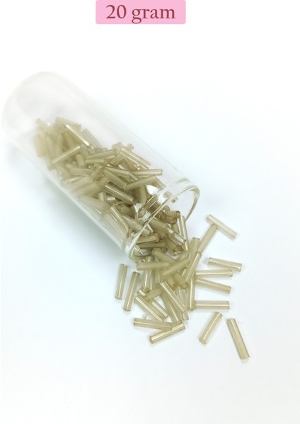 Uzun Boru Kesme Boncuk Çap 2mm Uzunluk 10 mm - 20 Gram - Şeffaf Bej - BNC237