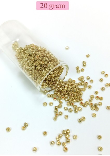 Dökme Cam Kum Boncuk (8/0) 3 mm - 20 Gram - Altın Rengi - BNC144