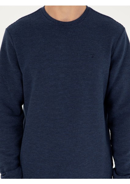 Erkek İndigo Regular Fit Bisiklet Yaka Sweatshirt 50296050-VR028