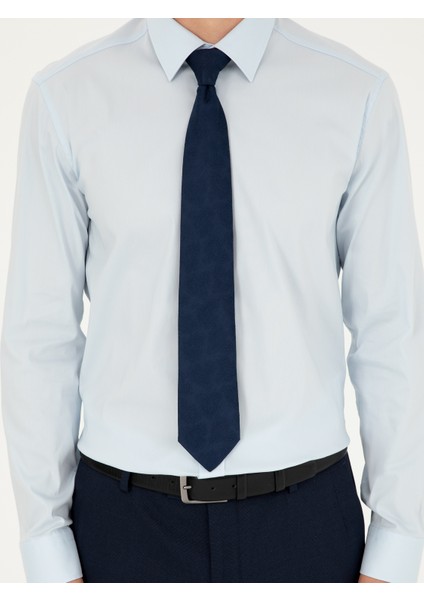 Erkek Açık Mavi Slim Fit Pamuk Karışımlı Klasik Gömlek 50292265-VR003