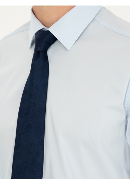 Erkek Açık Mavi Slim Fit Pamuk Karışımlı Klasik Gömlek 50292265-VR003