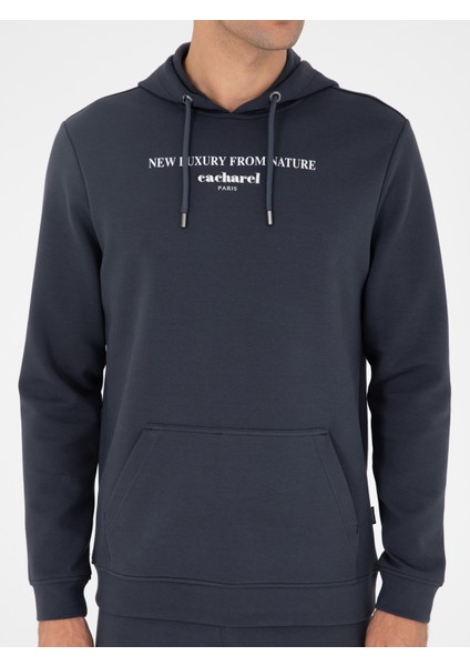 Erkek Antrasit Regular Fit Pamuk Karışımlı Kapüşonlu Sweatshirt 50296894-VR006