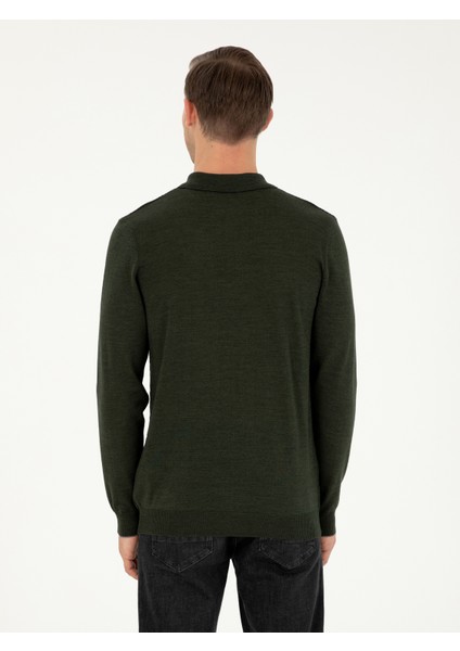 Erkek Haki Regular Fit Kazak 50279605-VR027