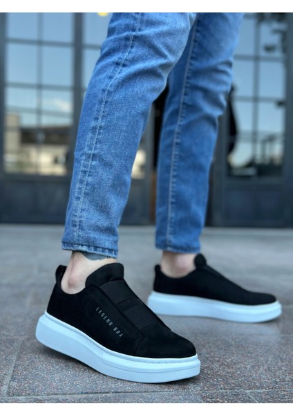 BA0307 BOA Kalın Süet Çift Bant Siyah Beyaz Taban Erkek Ayakkabı modelleri