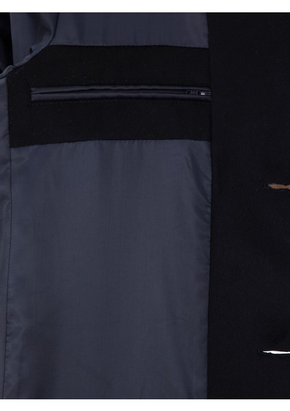 Erkek Lacivert Yün Karışımlı Ex. Slim Fit Palto 50293650-VR033