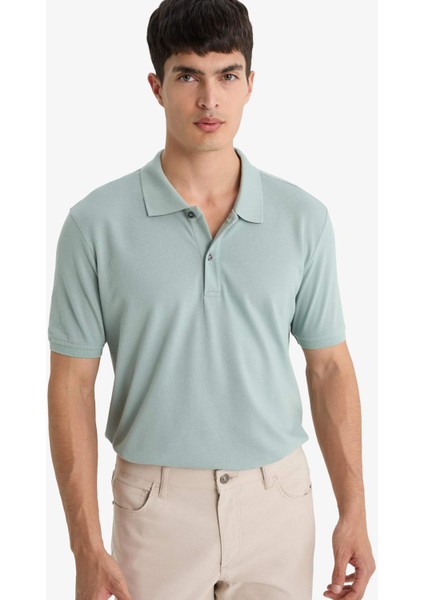 %100 Pamuk Regular Fit Kısa Kollu Basic Düz Pike Kumaş Polo Tişört C1293AX25SP