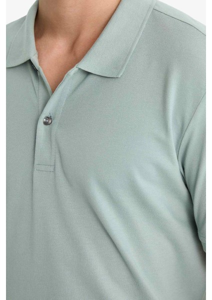 %100 Pamuk Regular Fit Kısa Kollu Basic Düz Pike Kumaş Polo Tişört C1293AX25SP