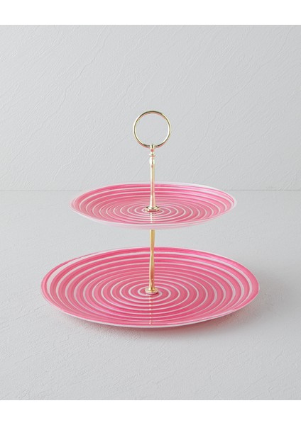 Swirly Cam Katlı Servis 21X28 cm Pembe