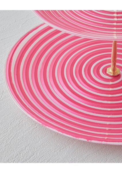 Swirly Cam Katlı Servis 21X28 cm Pembe