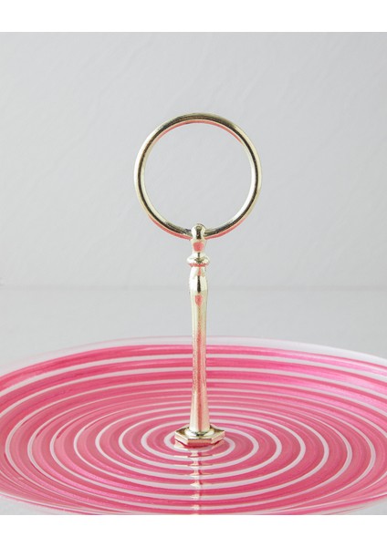 Swirly Cam Katlı Servis 21X28 cm Pembe