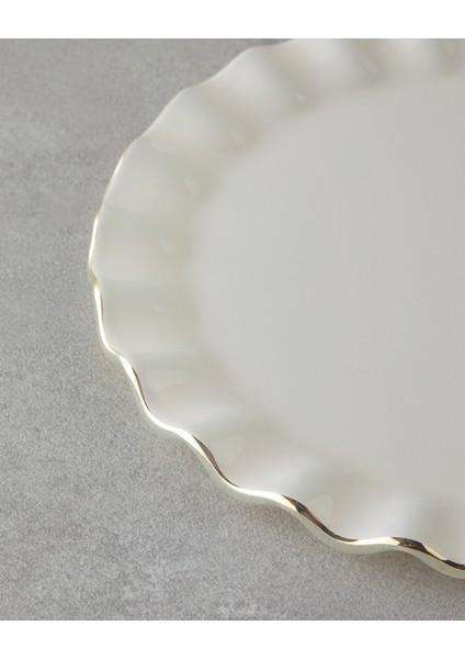 Lustre Cam Pasta Tabağı 20 cm Krem-Gold modelleri