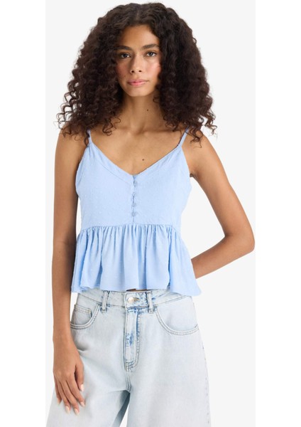 Regular Fit V Yaka Viskon Askılı Bluz F6101AX25SM