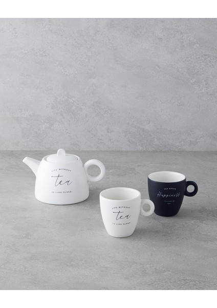 Tea Time New Bone China Demlik Seti 600 ml Beyaz