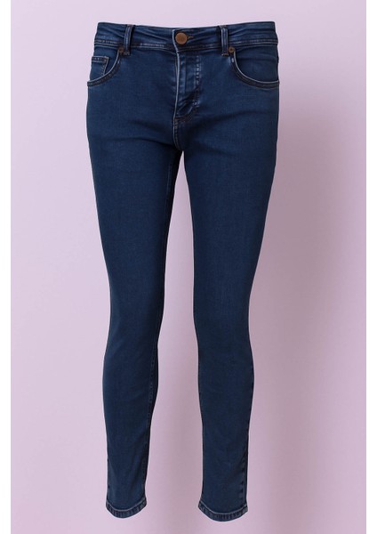Likralı Mavi Erkek Jean Pantolon