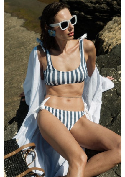 Kadın Fiori Omuzdan Bağlı Büstiyer Bikini Takım 00250 Beyaz