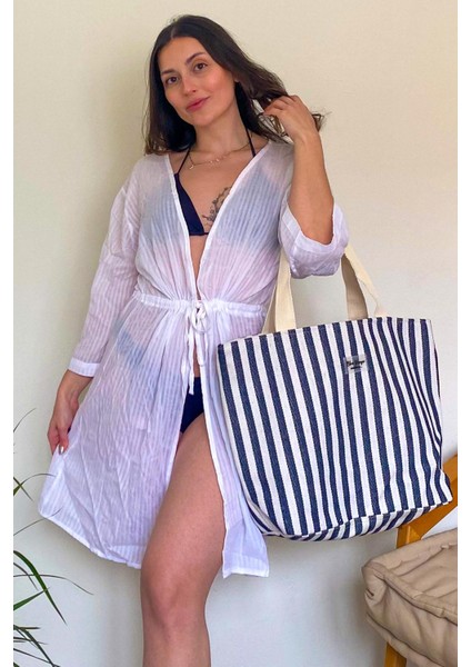 Coton Plaj Çantası Lacivert