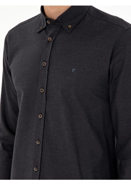 Erkek Siyah Slim Fit Uzun Kollu Gömlek 50291698-VR046