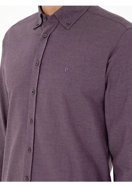 Erkek Mürdüm Slim Fit Uzun Kollu Gömlek 50291698-VR074