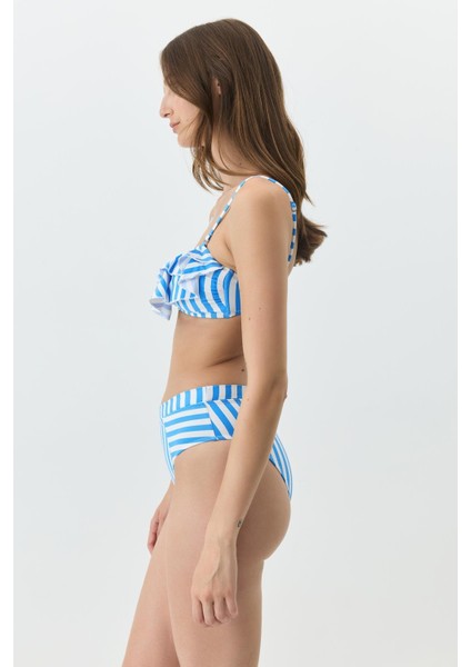 Straplez Yükesk Bel Bikini Takım 3103 Mavi/beyaz modelleri