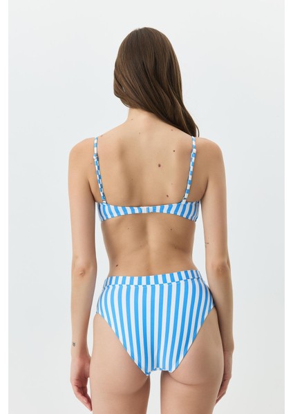 Straplez Yükesk Bel Bikini Takım 3103 Mavi/beyaz indirimleri