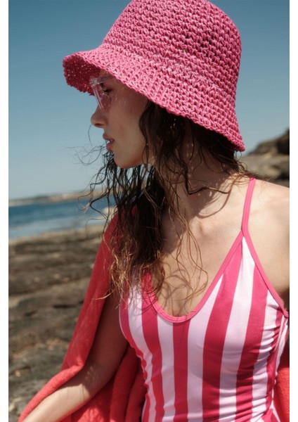 El Örgüsü Hasır Şapka Y8208 Bej