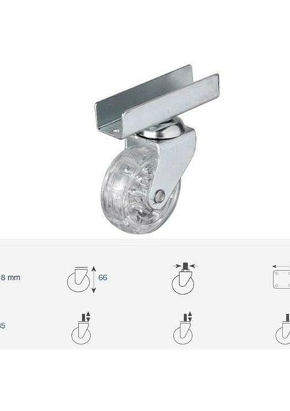 327- 50X20 mm Şeffaf Makaralı Uzun U Tablalı Teker 4 Ad. fiyatları