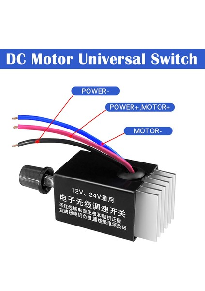 2 Adet 12V24V Dc Motor Hız Kontrol Cihazı Evrenseldüğme Vida (Yurt Dışından)