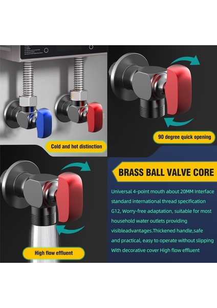 12 Inç Tüm Bakır Küresel Vana Sıcak ve Soğuk Su Kontrol Küresel Vanası Kırmızı (Yurt Dışından) modelleri