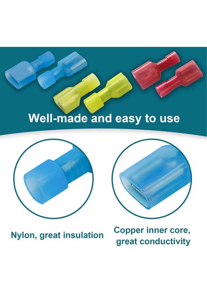 280 Adet Spade Konnektör Takımı 22-10AWG Hızlı Bağlantı Kesme Kablo Konnektörleri (Yurt Dışından) indirimleri