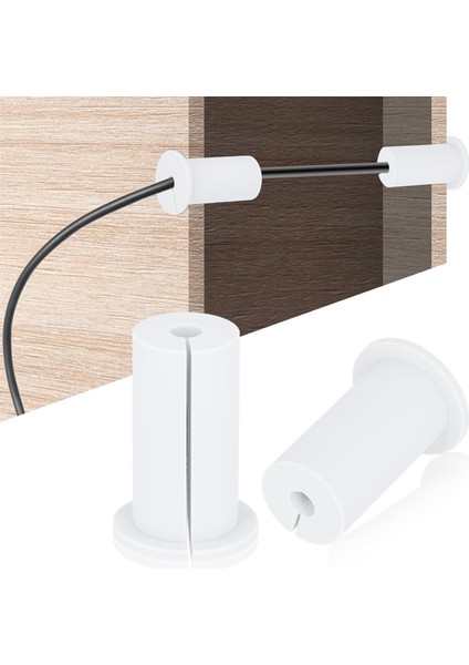 2 Adet Kablo Yönlendirme Kiti Ethernet Kablo Duvar Grommet Beyaz (Yurt Dışından)