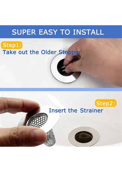 1.2-1.6 Inçlik Gider Deliği Için 6 Adet Banyo Lavabo Gider Süzgeci (Yurt Dışından)