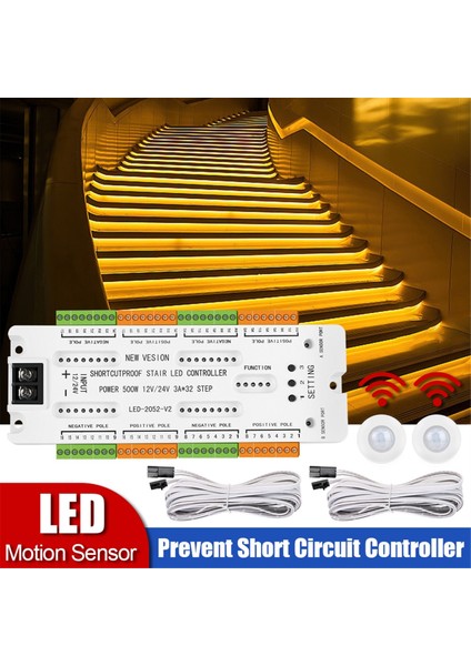 Merdiven LED Hareket Sensörlü Işık DC12V24V Merdiven Gece Lambası (Yurt Dışından)