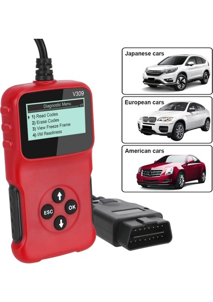 Obd2 V309 Araba Arıza Kodu Tanılama Aracı Çoğu 1996 ve Daha Yeni Modellerde Çalışır (Yurt Dışından)