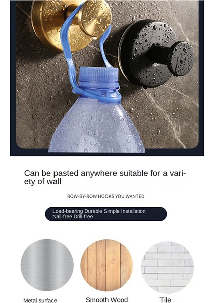 Paslanmaz Çelik Vakumlu Elbise Askısı Mutfak Banyo Altın (Yurt Dışından)