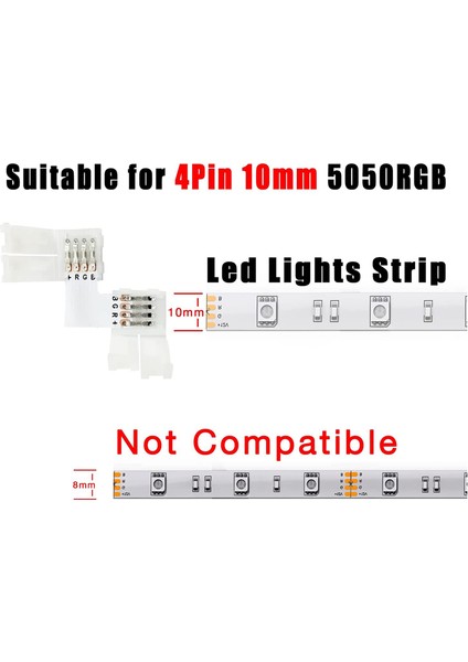 5050 10MM 4pin Için LED Şerit Konnektör Kiti (Yurt Dışından)