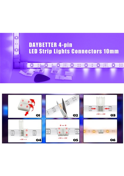 5050 10MM 4pin Için LED Şerit Konnektör Kiti (Yurt Dışından)