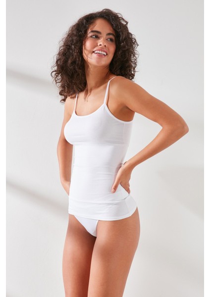 C11401 Kadın Modal Cotton Korse Atlet Beyaz modelleri
