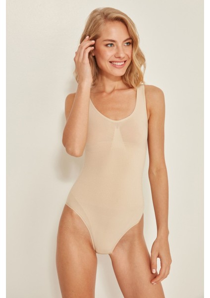 C12018 Kalın Askılı Slip Korse Ten