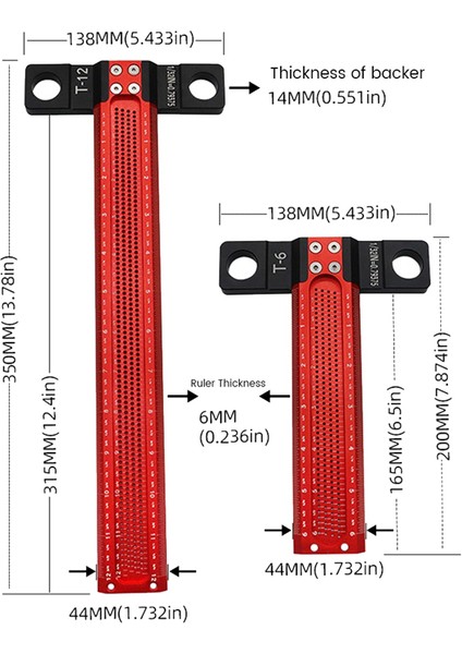 6 Inç Ahşap Işleme Çizici T Tipi Kare Delik Çizici Cetvel (Yurt Dışından) fiyatları