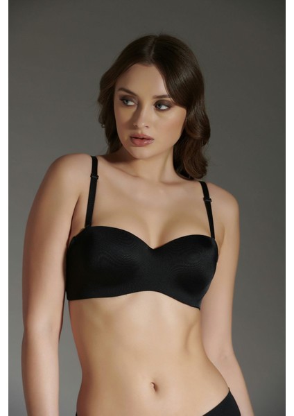 Destekli Lazer Soft Kap Tulum Straplez Sütyen C16025 Siyah